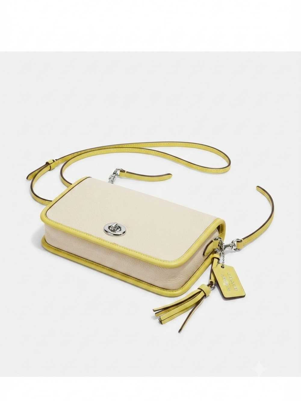 Coach Yellow and Cream Shoulder Bag
